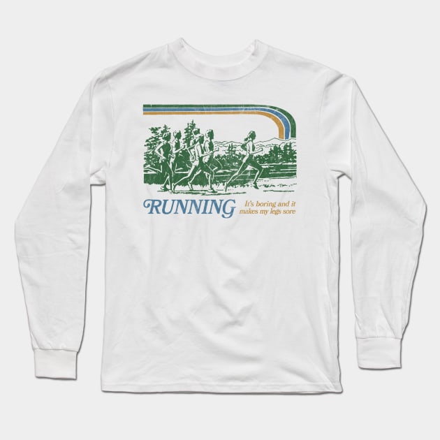 Running / 80s Vintage Style Parody Design Long Sleeve T-Shirt by DankFutura